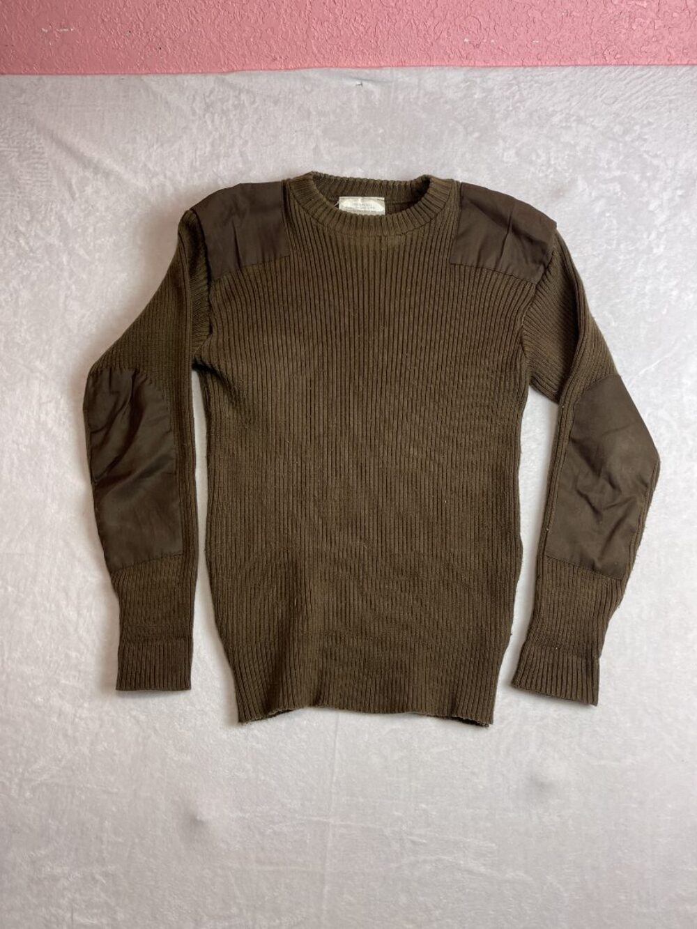 Commando Men's Brown Ribbed Sweater Size L Acrylic Military Style Vintage